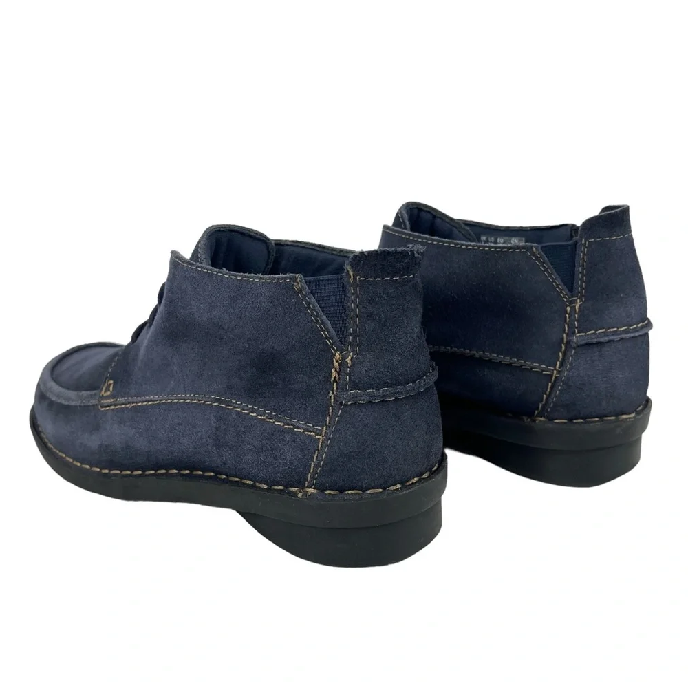 Clarks Womens‎ 7.5 Bendables 63002 Navy Blue Suede Chukka Lace-Up Ankle Boot